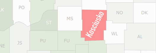 Kosciusko County Map